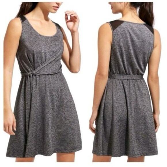 Athleta Women’s Faux Wrap Dress Outdoor Active Athleisure Pockets Large Silver - Picture 1 of 9